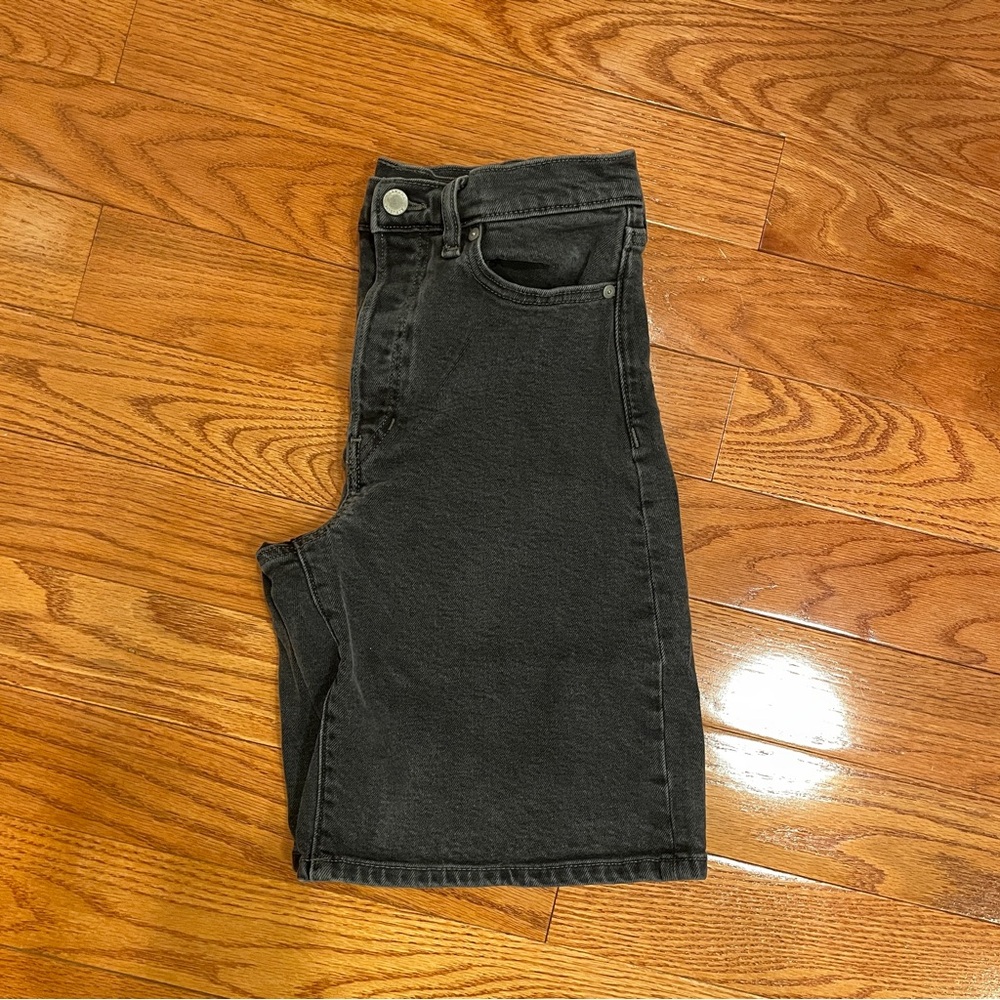 Black denim shorts